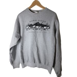 YELLOWSTONE NATIONAL PARK Gray Black Active RUSH HOUR Pullover Sweatshirt SZ M